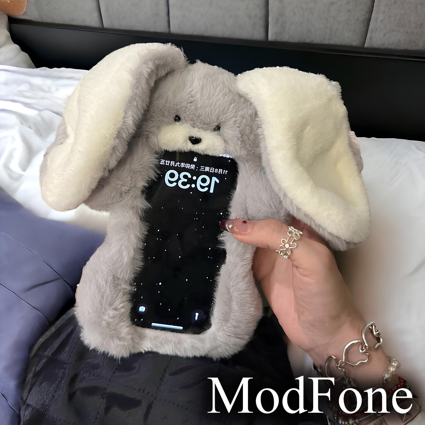 Grey Plush Rabbit iPhone Case